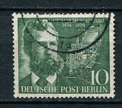 Germany – Berlin : Ottmar Mergenthaler centenary stamp from 1954 – used