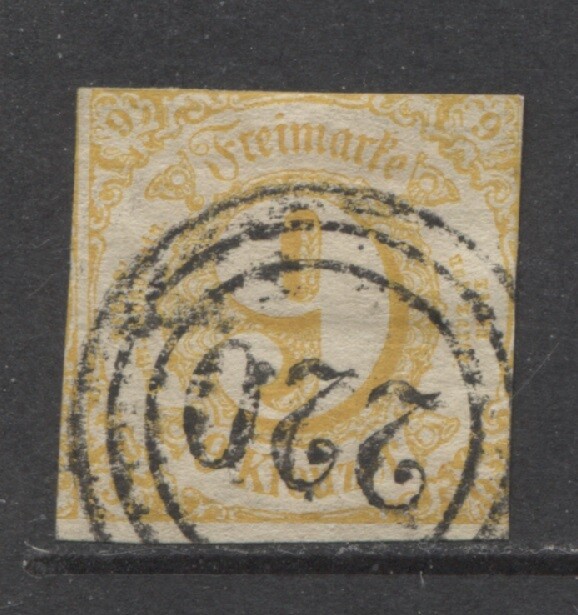 Germany States 1860 Thurn & Taxis 9 Kreuzer issue used FRANKFURT $ 105.00