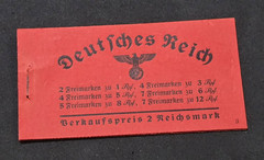 WW2 Nazi German NSDAP Third Reich Open Stamp Booklet w Hindenburg Stamps Inside