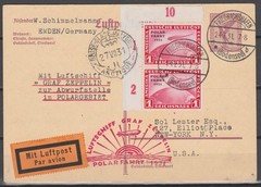 Germany Airmail 1931 Polar Flight Zeppelin to New York (Mi 456 with OR) card