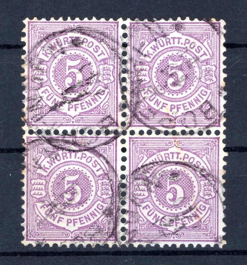 Württemberg 45 Four-Block 80EUR Stamped (GA3924