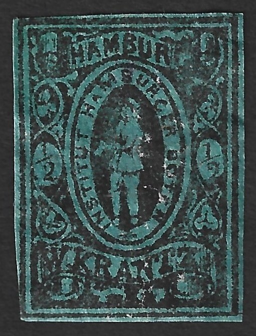 Germany HAMBURG Boten W. Krantz 1863 1/2pf local post stamp imperf #6