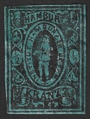 Germany HAMBURG Boten W. Krantz 1863 1/2pf local post stamp imperf #6
