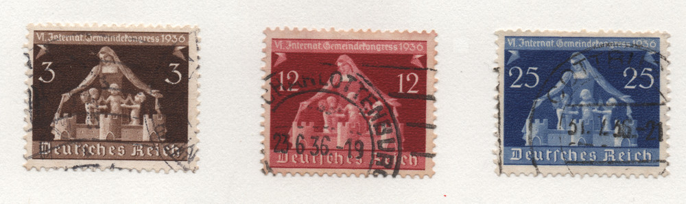 German_Empire_1935_International_Congress_of_Local_Government_3_stamps_CDS