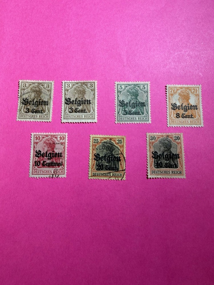 German Occupation of Belgium 1916-18 Surcharge to 3 Cent – 40 Cent Used & Mint