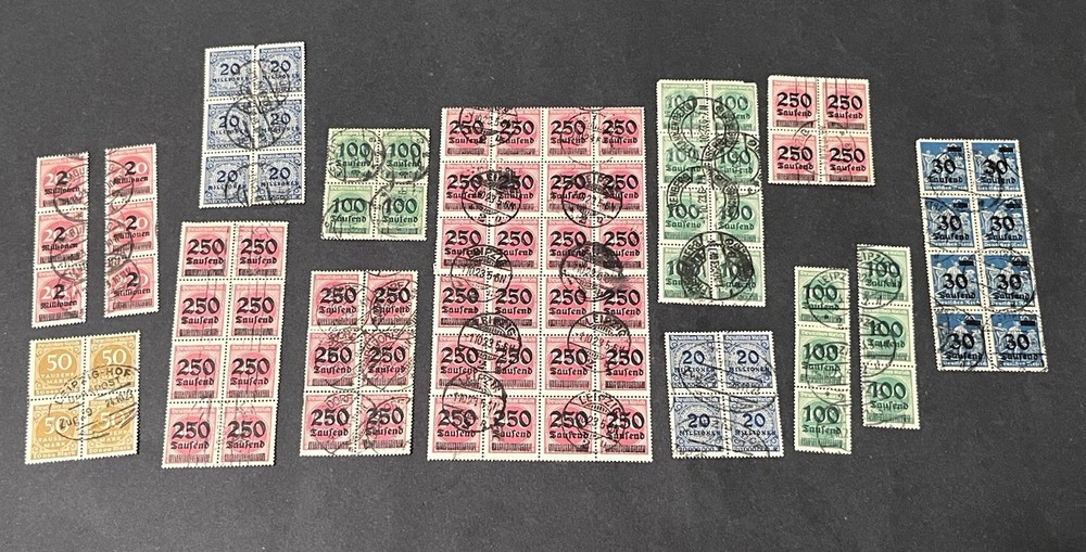 Germany 1923 Inflation Stamps Lot 88 Used Blocks & Multiples Deutsches Reich