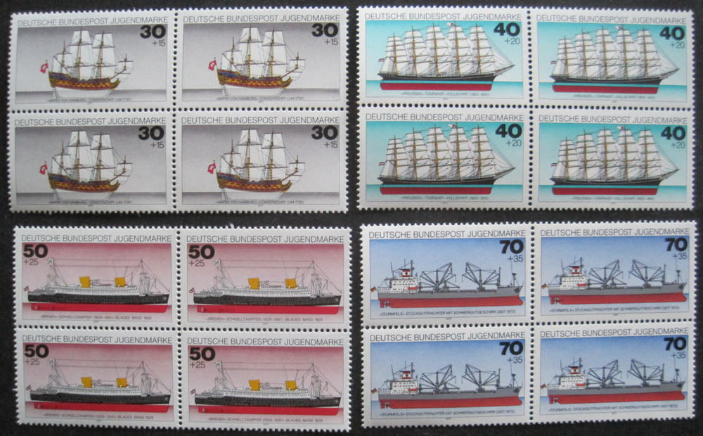 Germany MNH/Unused Block of 4 Michel 929-932 Ships Boats (GB 1000)