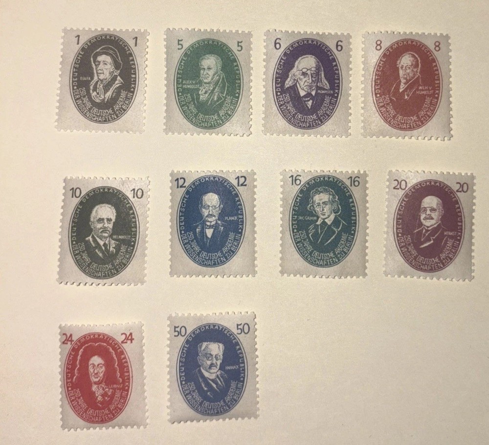 GERMANY DDR 1950 GOOD SCIENTISTS SET SCOTT 58-67 Cv.$130