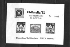 GERMANY 1981 BLACK PRINT OLD GERMAN DEFINS MNH IMPERF BLACK PRINT SOUVENIR SHEET