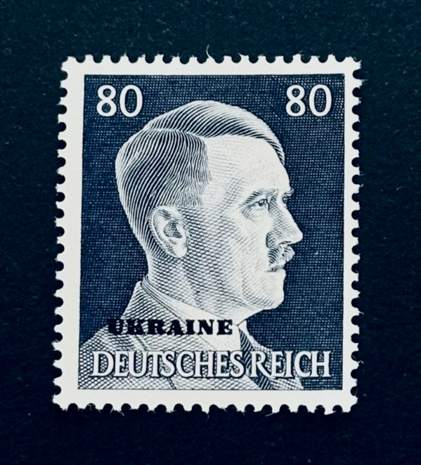 GERMANY Stamp – 1941 WWII Ukraine Occupation Overprint Adolf Hitler MNG r38