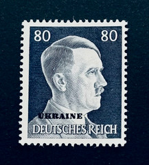 GERMANY Stamp – 1941 WWII Ukraine Occupation Overprint Adolf Hitler MNG r38