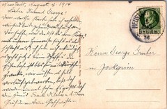 GERMANY 1914 BAYERN POSTAL HISTORY PICT POSTCARD NEUSTADT ADDR JASKGRIM