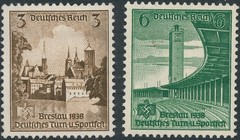 Stamp Germany Mi 665-8 Sc 486-9 3rd Reich Gymnastics Sports Breslau MNG