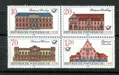 Germany – DDR : Historic Post offices block of 4 from 1987 – mint NH