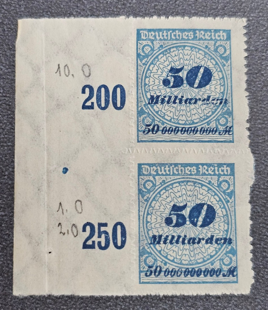 Stamps Germany Reich 2x 50 Milliarden Mark 1923 Mi. Nr. 330 [🇩🇪39133-3]