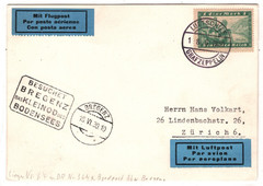 GRAF ZEPPELIN Air AN BORD 1m Card 1930 *BESUCHET BREGENZ* Cachet Zürich KZ145