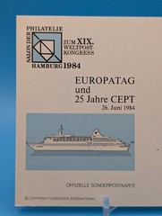 Germany 1984 Europatag 25th Anniv CEPT, XIX Weltpost Congress, Hamburg Cancel