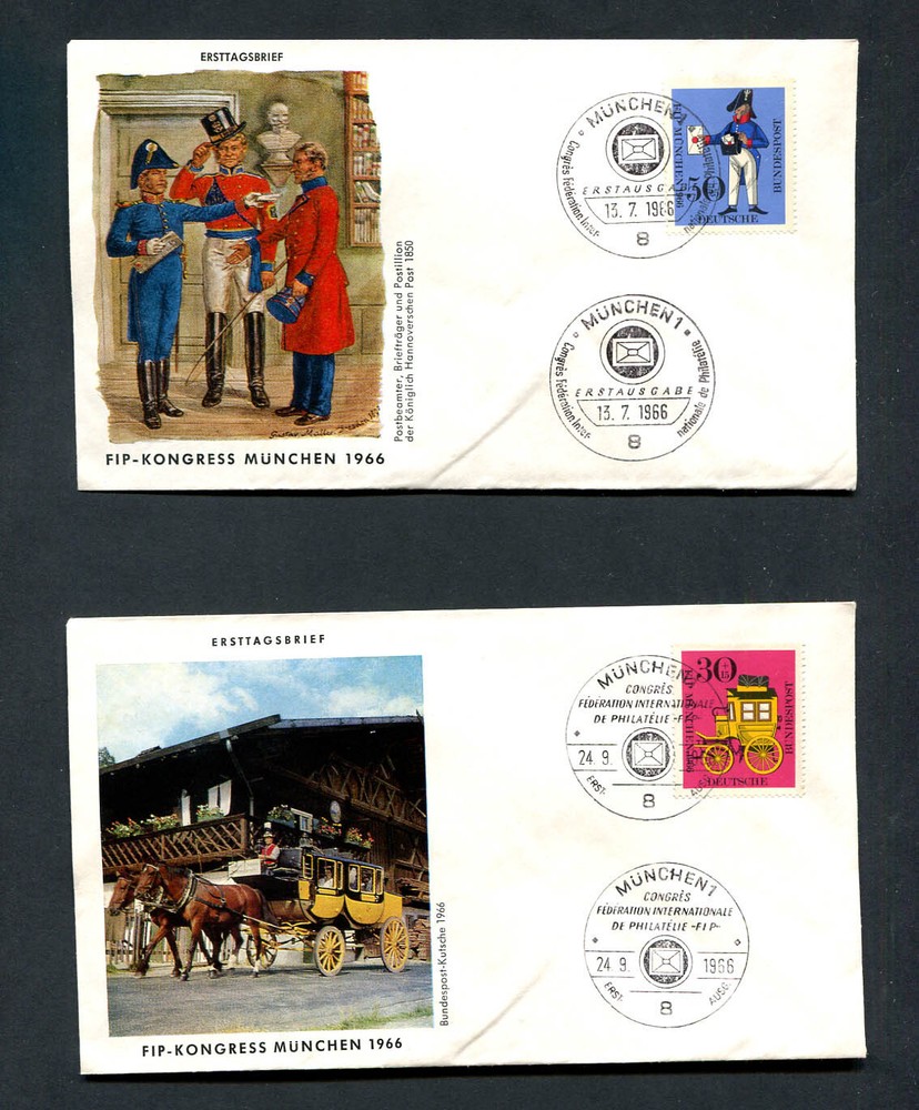 Germany – BRD : 2 First day covers from 1966 – fancy cancels Munich – CTO