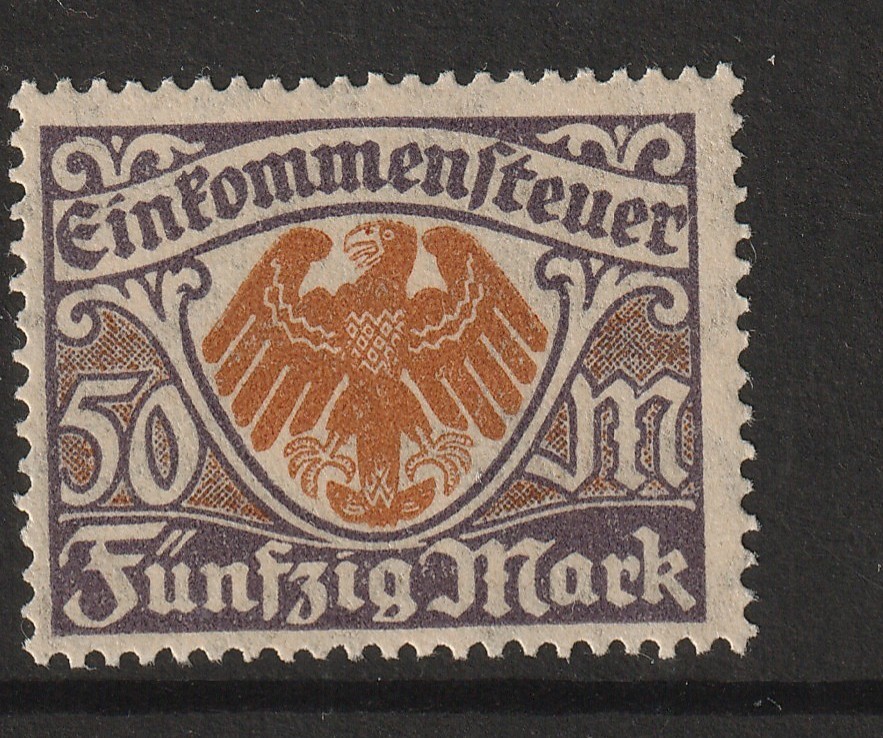 Germany 1920s 50m Tax Revenue MNH / Wmk Quadfoil – S45023