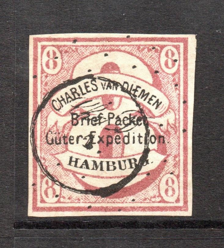 Hamburg Late 1800s 8p Van Diemen Local MLH / Full Gum – S61141