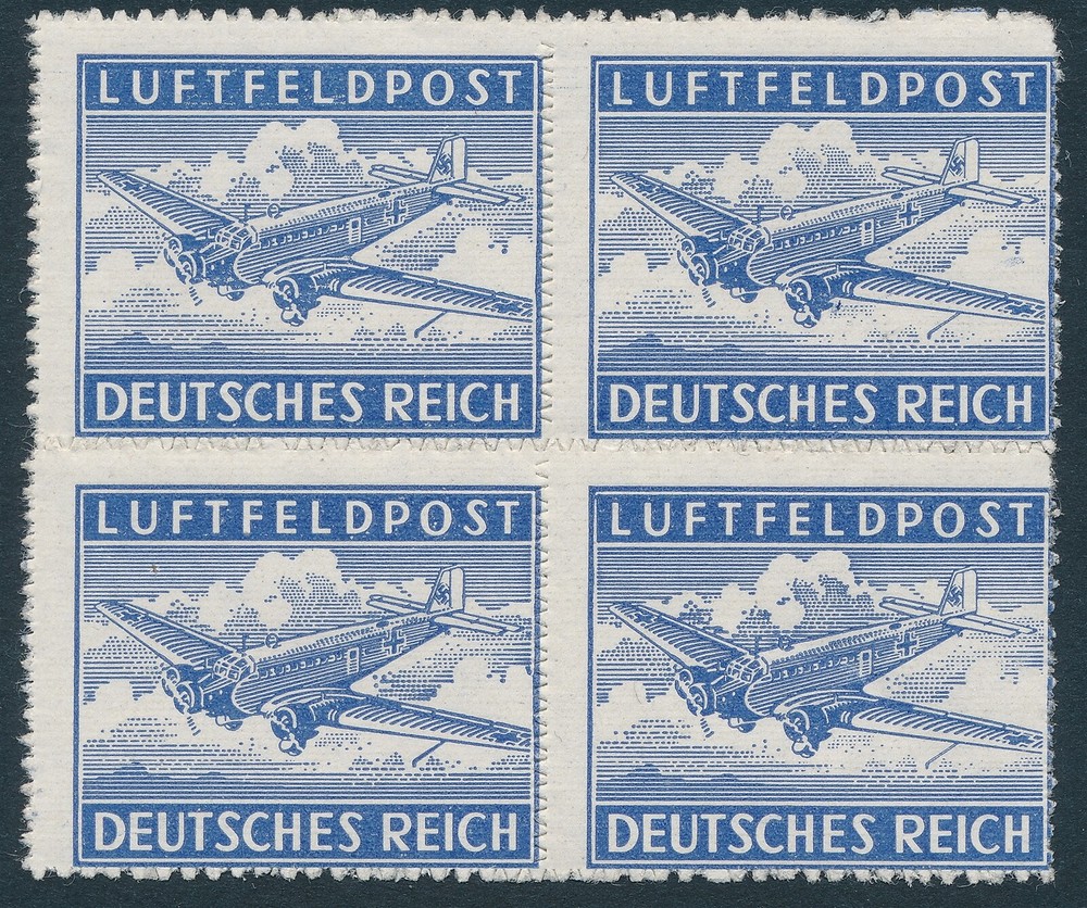 Stamp Germany Feldpost Mi 1 Block 1942 WW2 Reich Wehrmacht War Airplane MNH