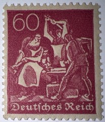 Travelstamps: 1921 Germany Stamp Mi 184 – 60pf Blacksmiths Mint MOGNH