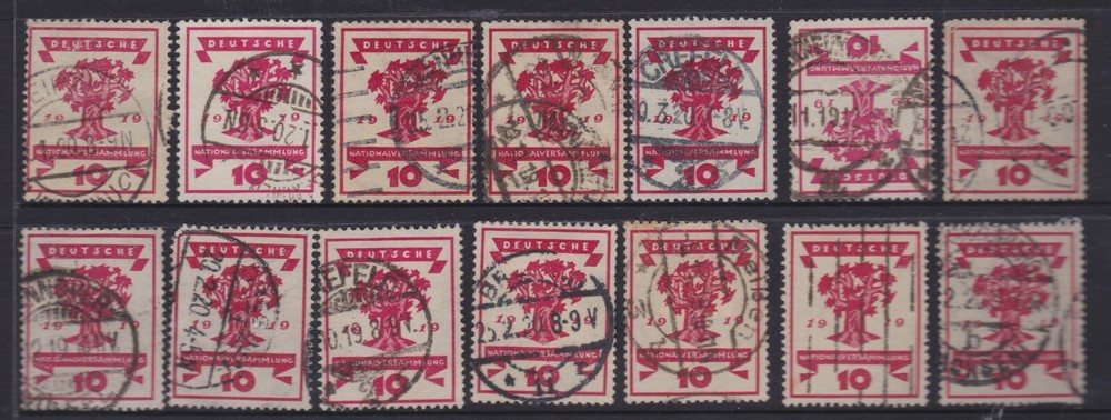 1919 WWII GERMANY Nationalversammlung National Assembly 10pf. Lot x 14