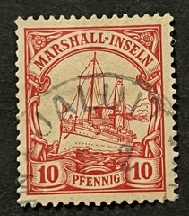 Travelstamps: GERMANY MARSHALL ISLANDS STAMPS Kaiser’s Yacht 10pf Used UnWmk