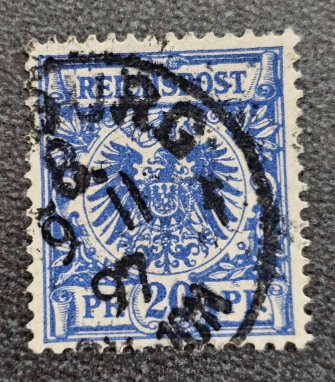 Stamp Germany Reich Reichspost 20 Pfennig 1897 Eagle Mi. Nr. 48 d [🇩🇪37970]