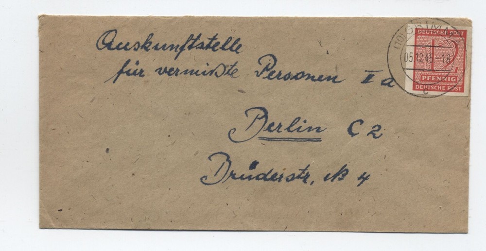 1945 Germany soviet occupation West Saxony 12pf imperf on cover [g.1214]