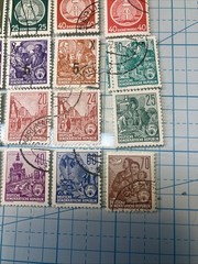 25 USED/Overstamped small Vtg 1950-1990 DDR East Germany stamps; $1 Ships/A DEAL