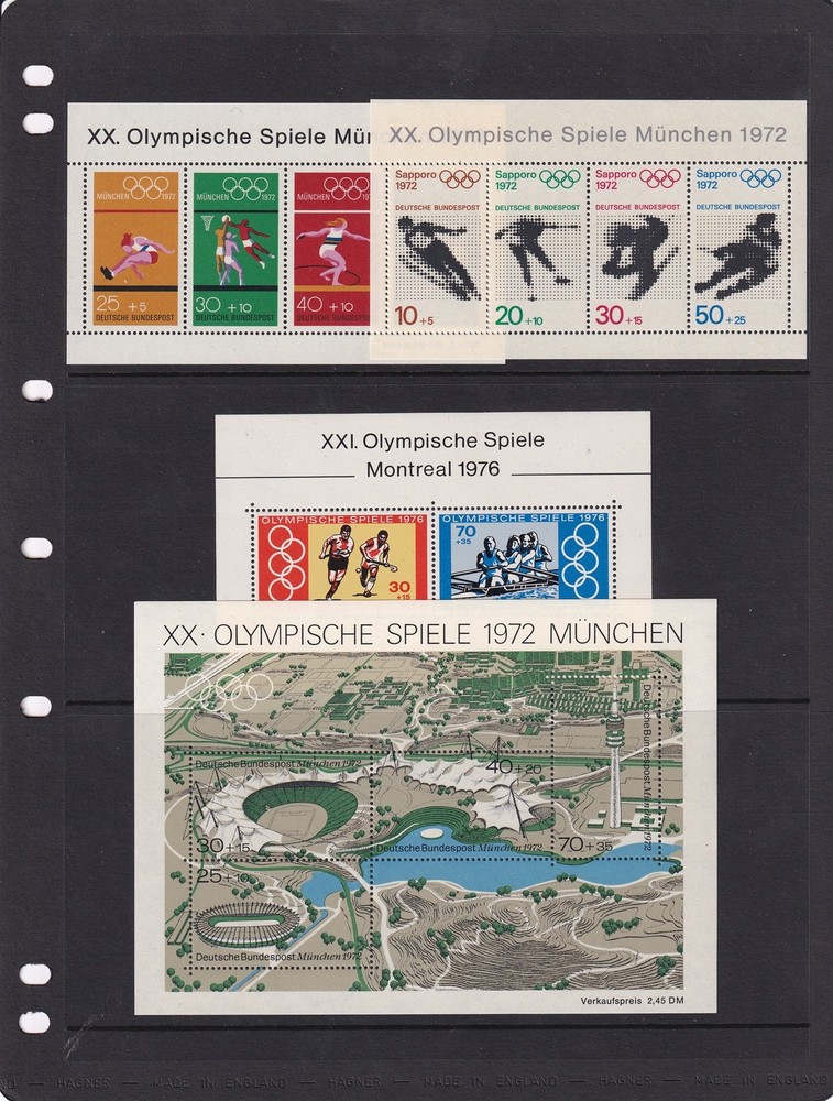 Lot Stamp Germany Post WWII Bundapost Sheets Olympics 1972 1976 MNH