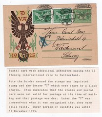 HAINICHEN GERMANY 1925 ILLUSTRATED POSTAL STATIONERY CARD UPRATED 2 SWITZERLAND
