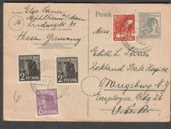 Germany 1948 postal card uprated Frankfurt National Versammulung- Orangeburg NY