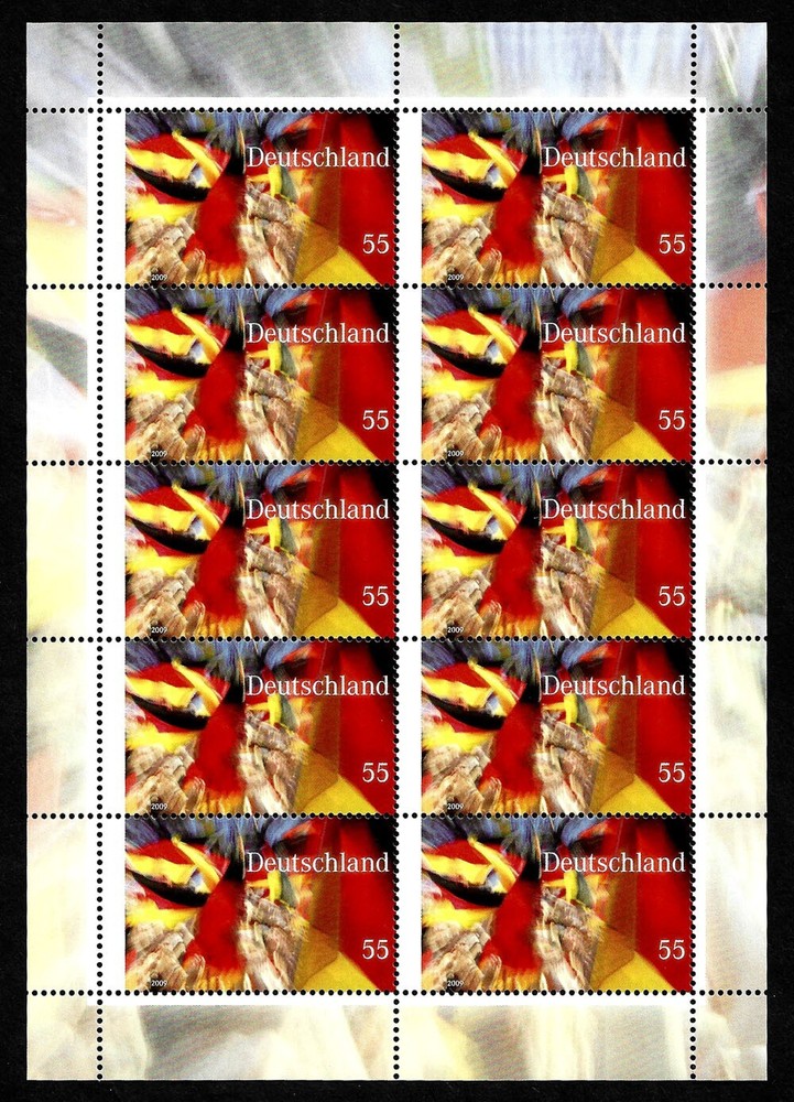 GERMANY, SCOTT # 2547, MNH MINI SHEET – PEOPLE WAVING GERMAN FLAGS, YEAR 2009