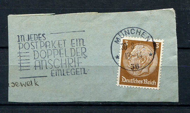 German Reich WW II : Slogan cancel from 1935 – Munich