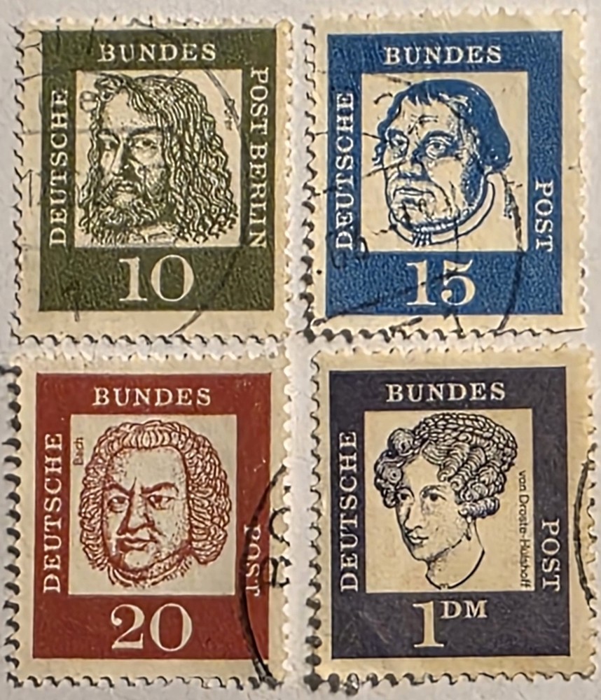 West Germany 1961 „Famous Germans“ 4 Used Values Quick & FREE SHIPPING!