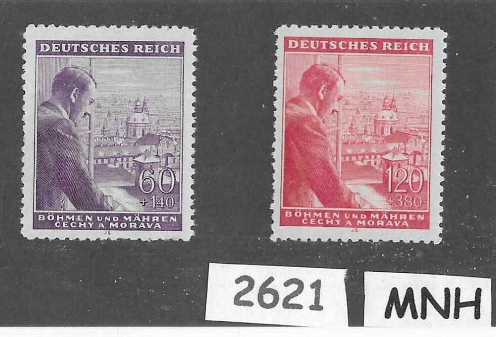 #2621 MNH Stamp set B18 & B19 Adolf Hitler 1943 Birthday Third Reich Germany