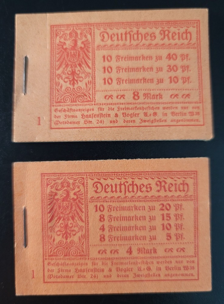 Rare German Empire Stamp Booklets MH 13 1920 & MH 14 1921 Deutsches Reich MNH