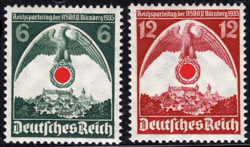 German Reich 586/87 x ** Party Congress, MNH with vertical rubber flute