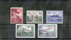 GERMAN WWII OCC SERBIA Sc 2NC11-5(MI 26-30)**F-VF NH 1941 SURCH AIRMAIL SET $185