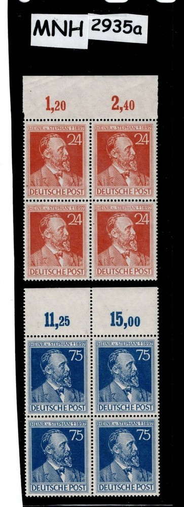 MNH Stamp block set 1947 Germany Sc 578-579 Heinrich von Stephan #2935a