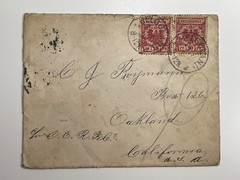 Antique 1890s Heligoland to Oakland CA California Reichspost 10 PF Envelope