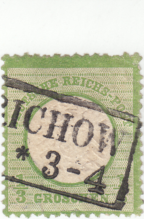 Germany – 1/3 gr Yellow Green – Scott # 15 – Used