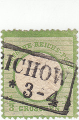 Germany – 1/3 gr Yellow Green – Scott # 15 – Used