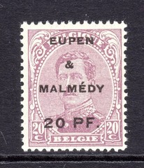 Germany, Belgium Occupation Scott #1N21 F/VF Unused 1920 20 Pfg Eupen & Malmedy