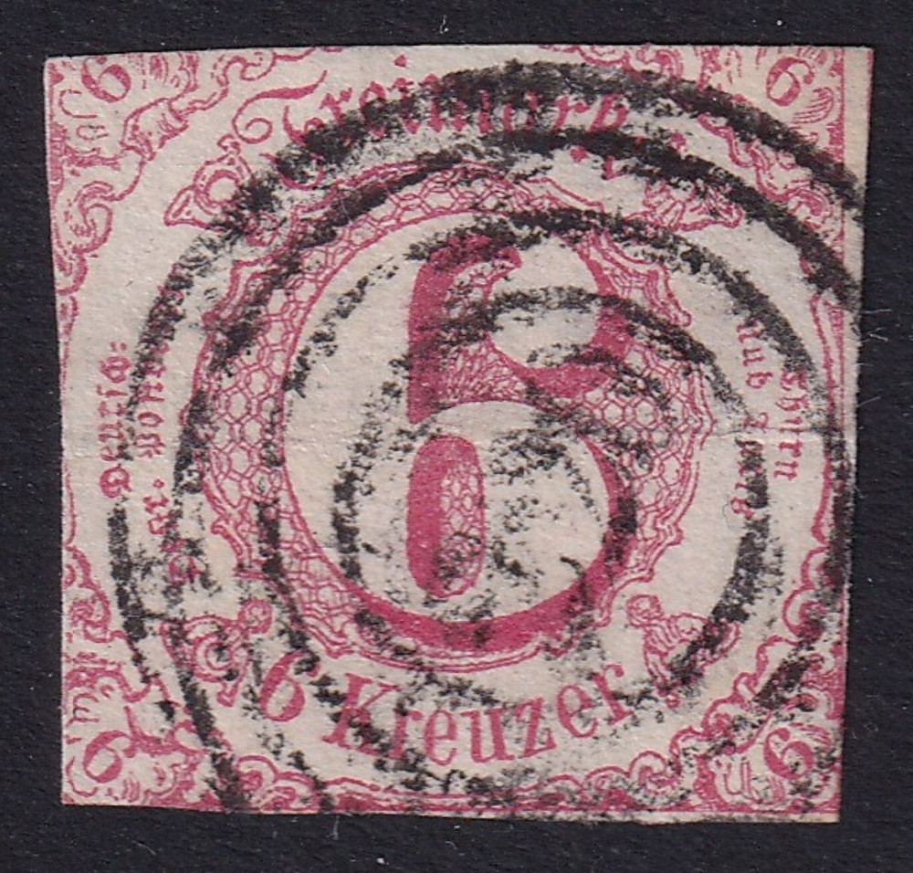 THURN AND TAXIS 1860 Southern District 6k Rose SG 63 Used (CV £55)