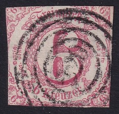 THURN AND TAXIS 1860 Southern District 6k Rose SG 63 Used (CV £55)