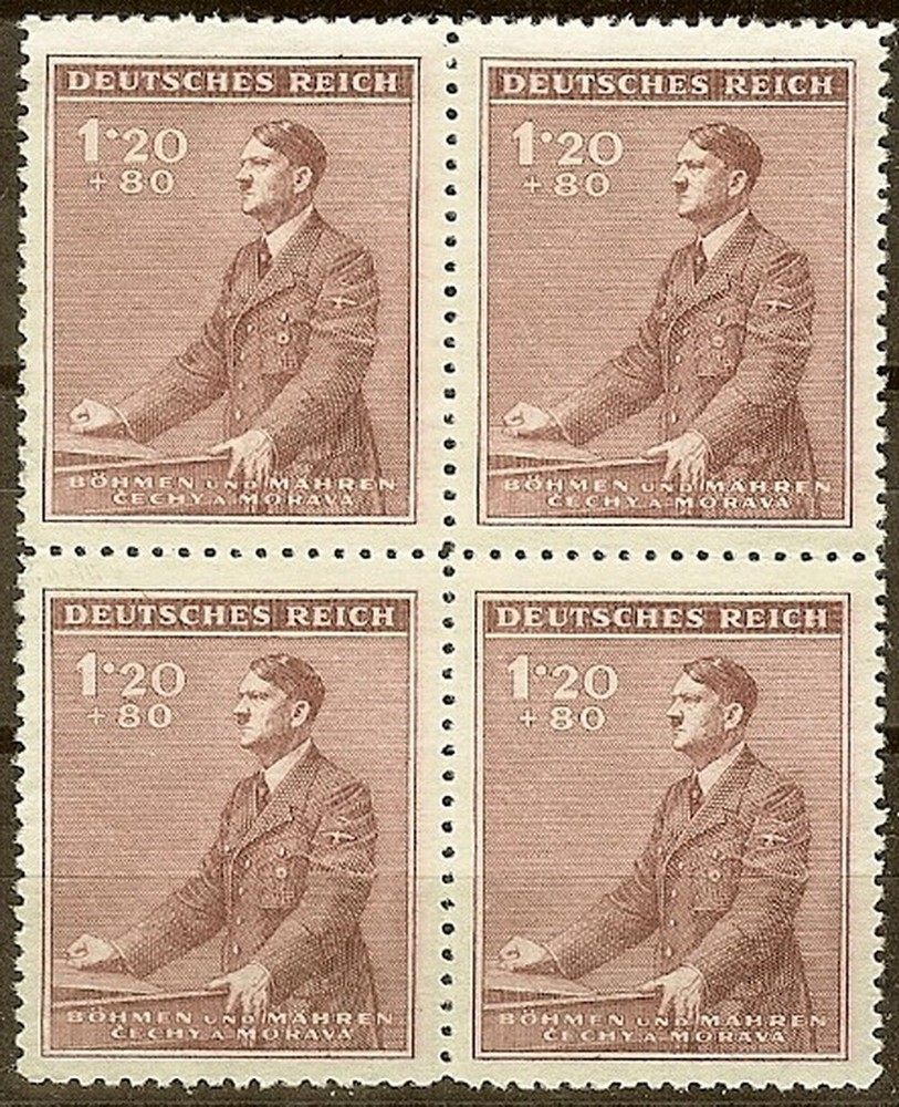 Stamp Germany Bohemia B&M Mi 087 Sc B11 Block 1942 WW2 Fascism Hitler Hitler MNH