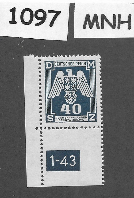 MNH stamp Third Reich official Sc 014 WWII Germany Occupation BaM 1943 #1097